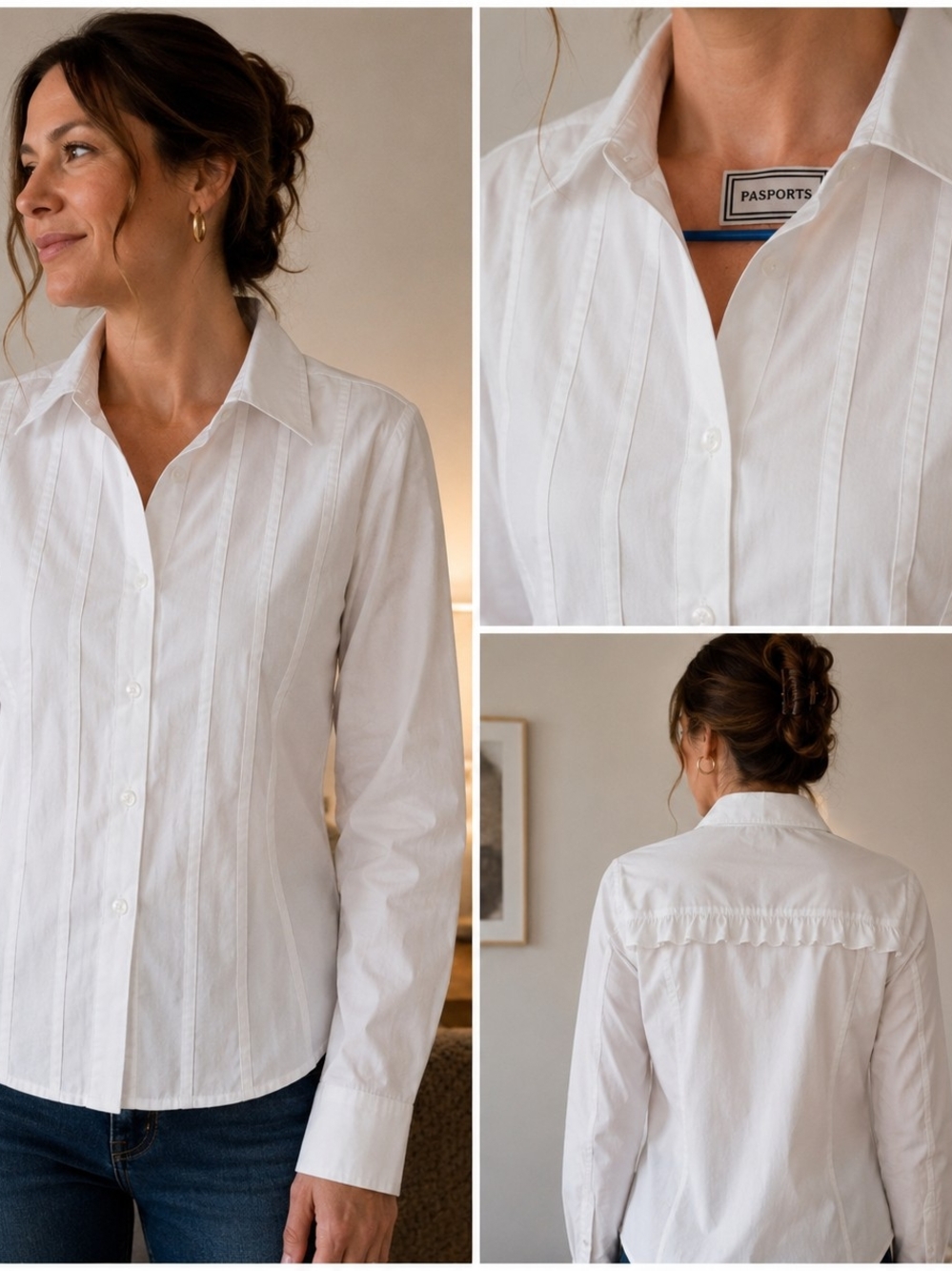 Passport White Pintuck Button-Front Shirt
